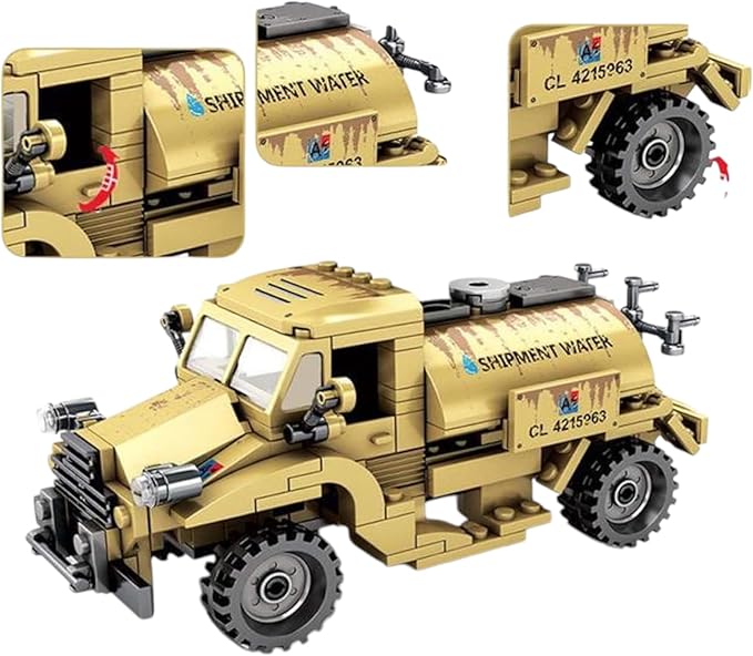 General Jim's Military Brick Building Set - WW2 Army Water Tanker Truck Vehicle Building Blocks Model Perfect for World War 2 and Brick Enthusiasts Including All Building Levels