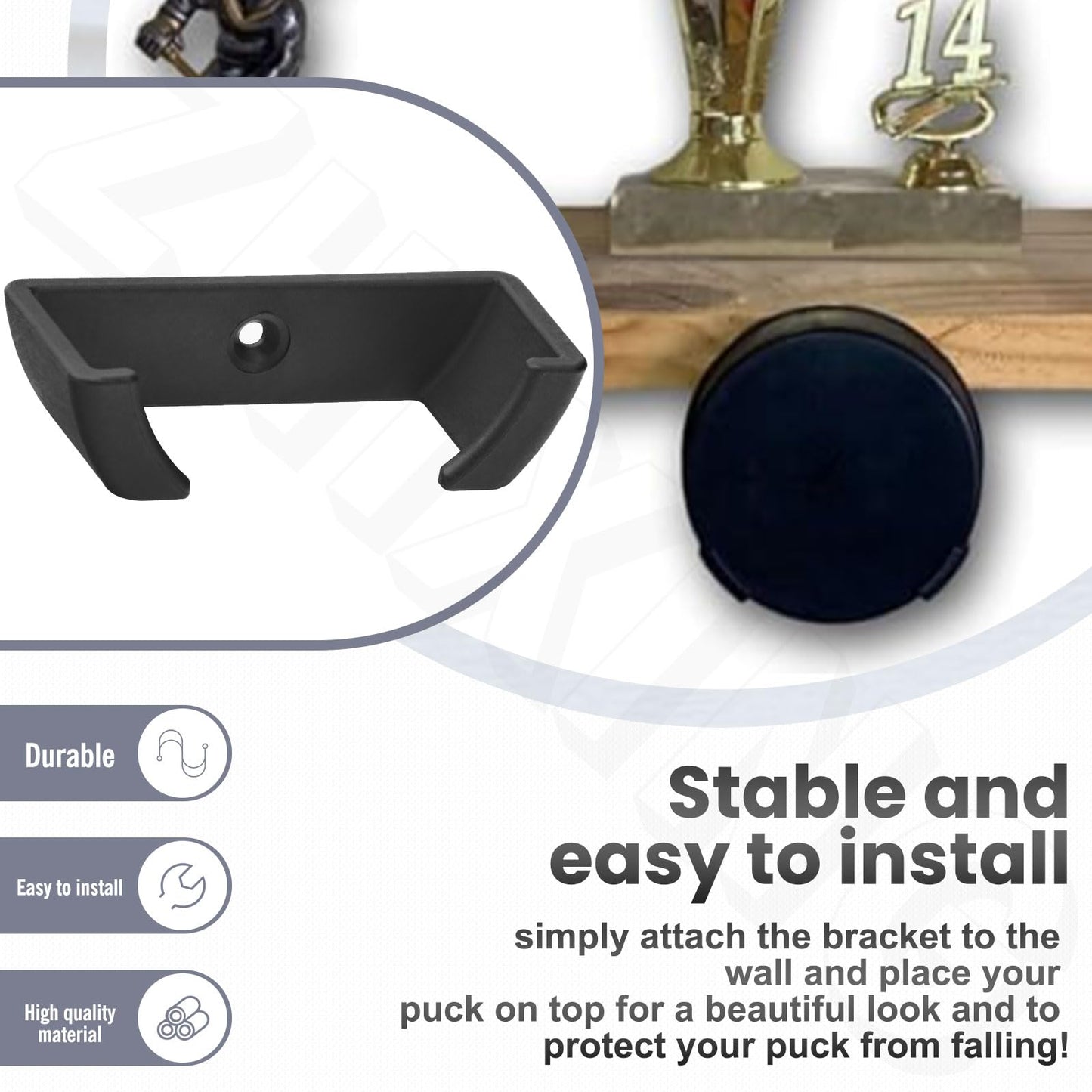 ZHIXING Hockey Puck Wall Mount Display (4 Pack) Wall Rack Holder Brackets for Collectible Pucks & Game Winning Pucks, Wall-Mountable, Holder for all Ice hockey