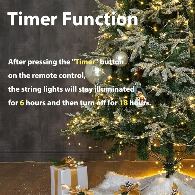 Warm White 164Ft Plug in Fairy Lights Silver Wire 500 LEDs, 8 Modes, Waterproof, Remote - Controlled for Bedroom, Garden, Party, Christmas, Wedding & Birthday Decor, Indoor & Outdoor Use