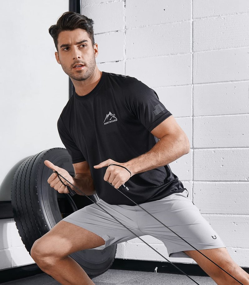 NORTHYARD Men's UPF 50+ Sun Protection Shirt Short Sleeve Swim Rash Guard SPF UV Athletic Workout Running T-Shirt Black XL
