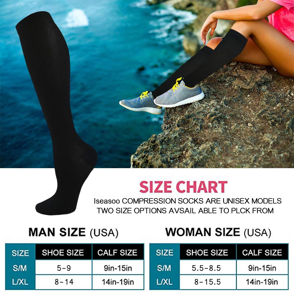 Copper Compression Socks 15-20 mmHg for Men & Women 8 Pairs – Circulation Support for Nurses,Travel,Running,Hiking,Soccer,Gifts,Pregnant,Flying,Knee High Compression Socks(L/XL)