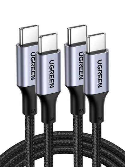 UGREEN 2 Pack 100W USB C to USB C Cable 1M USBC to USBC PD Fast Charging Type C Charger Cable for iPhone 16 Pro Max, MacBook Pro, iPad Pro, Dell, Matebook, Chromebook, Pixel, Galaxy S25 S24, Switch