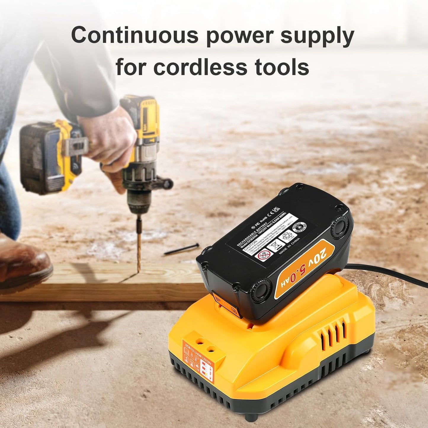20v Max Battery Replacement for Dewalt Battery 5.0Ah with DCB112 Battery Charger Station for DCB200 DCB120