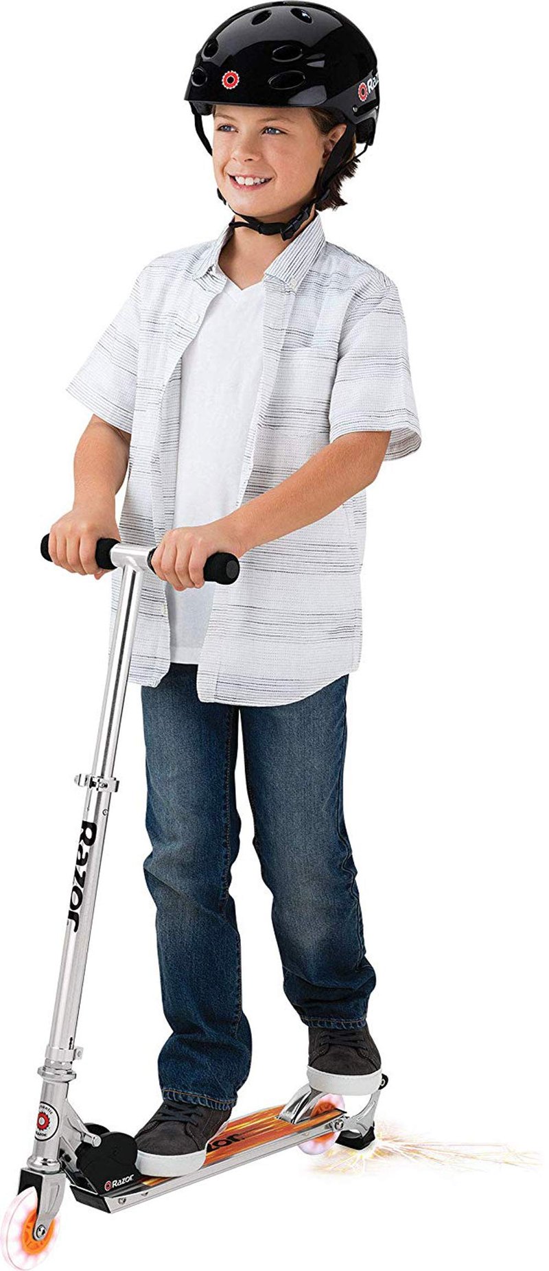 Razor Spark Ultra Kick Scooter for Kids Ages 8+ - Spark Bar, Ultra Bright LED Wheels, Rear-Fender Brake, Adjustable Handlebars, for Riders up to 143 lbs