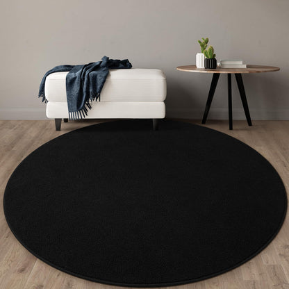Gifeas Ultra Soft Round Area Rugs for Living Room Bedroom, 4x4 Feet Black Thickened Memory Foam Modern Indoor Circle Carpets, Non-Slip Comfy Circular Rug for Boys Girls Nursery Room Home Decor