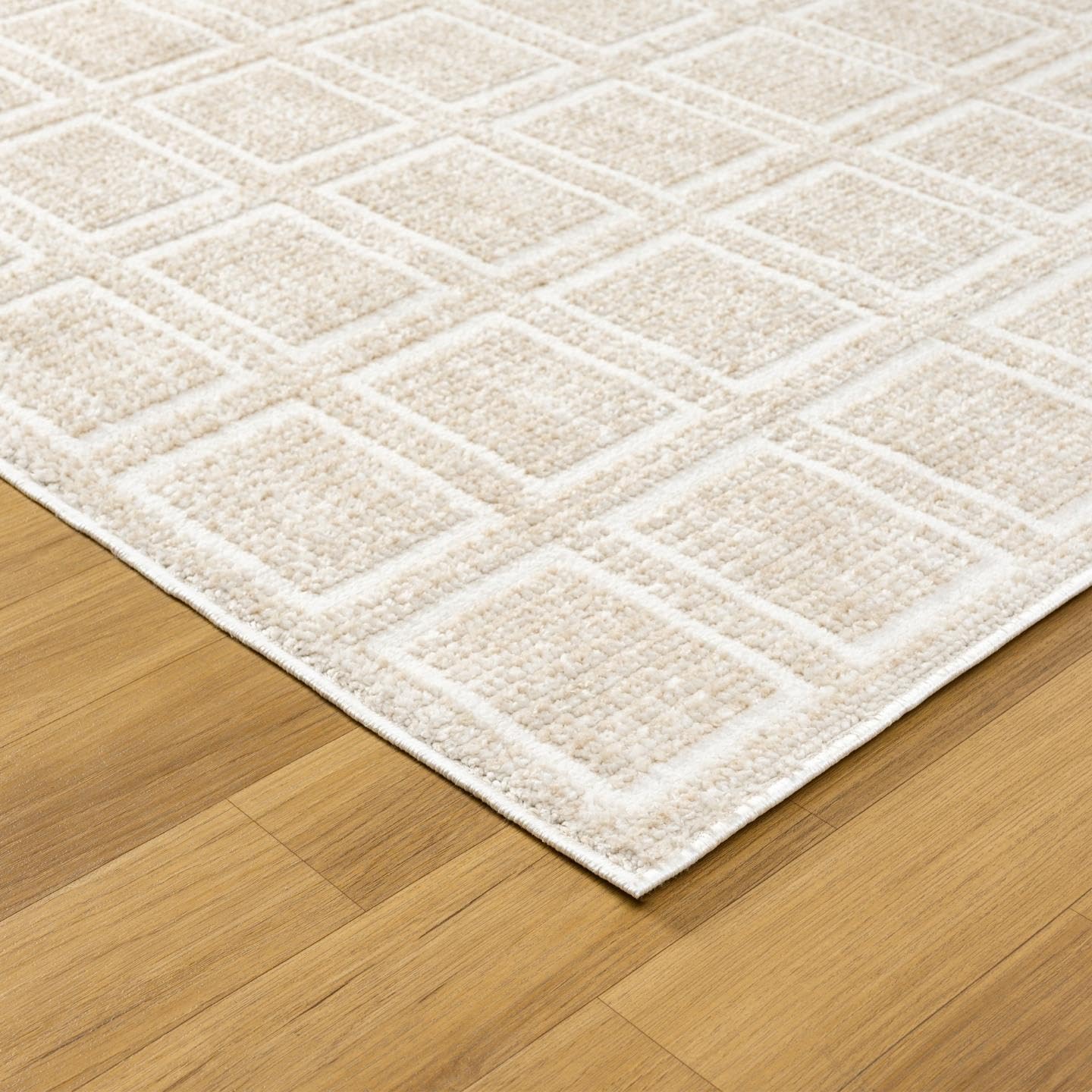 LUXE WEAVERS Modern Geometric Grid Beige 5x7 Area Rug, Bedroom Carpet