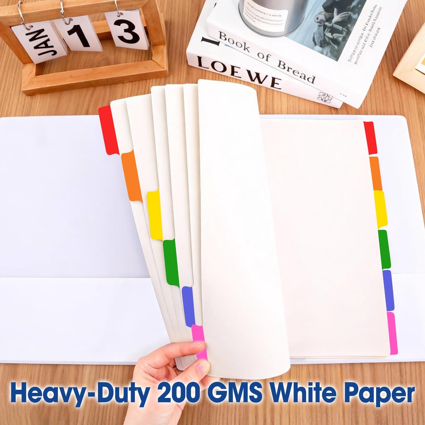 120 Pcs Binder Dividers with Multicolor Tabs, 1/6 Cut Tabs, Dividers for 3 Ring Binder, Blank Write On Binder Dividers in 6 Tab Sets, Letter Size, 120 Dividers, 20 Sets