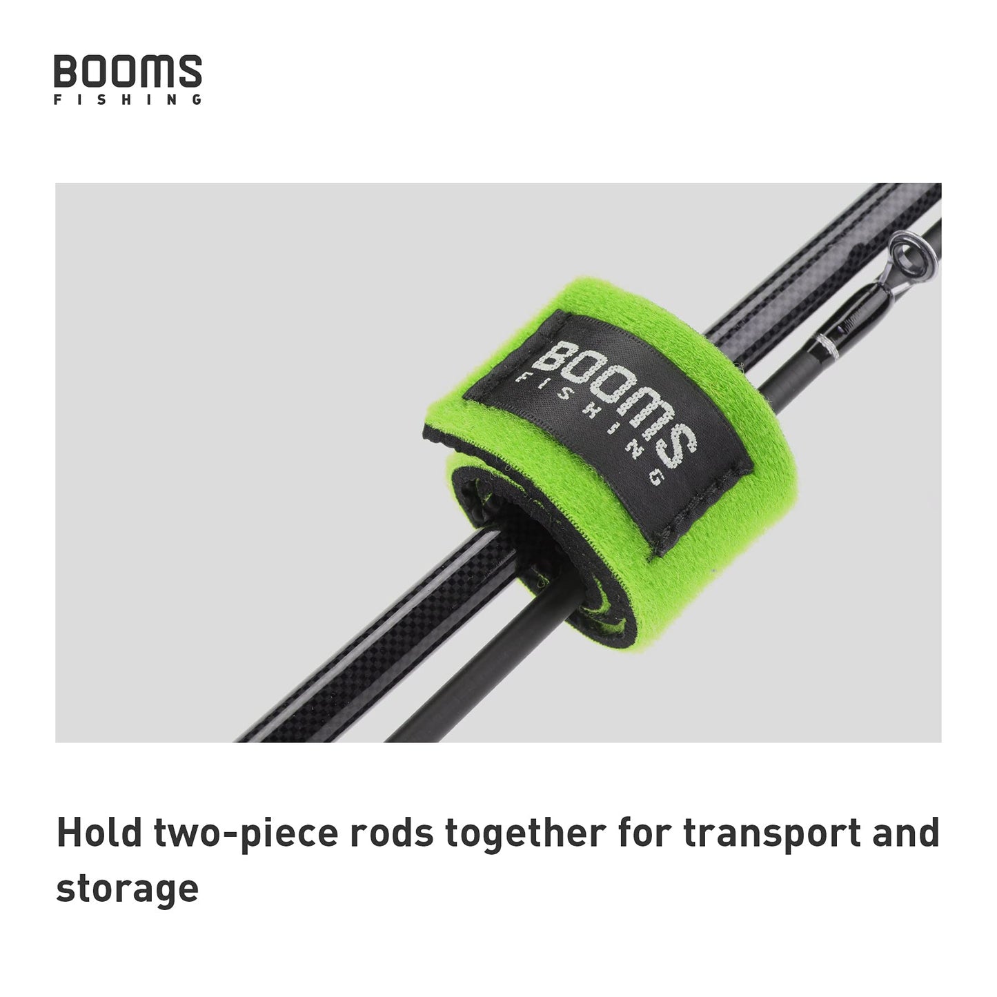 Booms Fishing RS3 Fishing Rod Wrap Pole Straps, Green 9.6" 6pcs