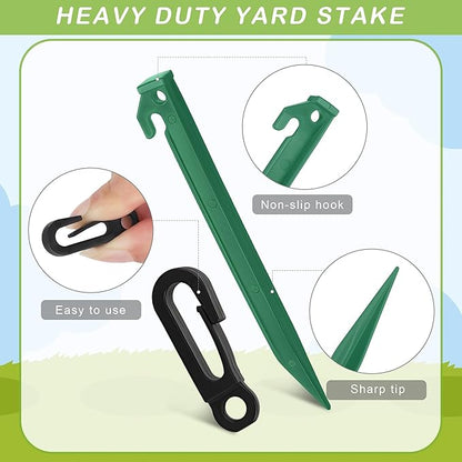 Aodaer 36 Pieces Plastic Inflatable Stakes Set Heavy Duty Halloween Christmas Yard Stake with Ropes and Hooks Anchoring Ground Stake for Xmas Garden Inflatables Accessories, Green