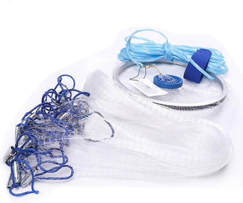 Fishing Net - Saltwater Cast Net with Aluminum Ring | Minnow Trap, 3FT to 12FT Sizes