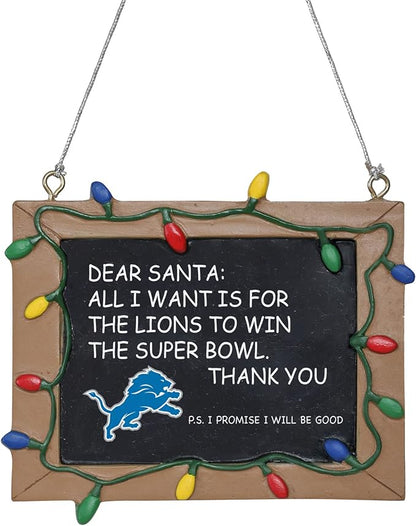 NFL Resin Holiday Christmas Chalkboard Sign Ornament