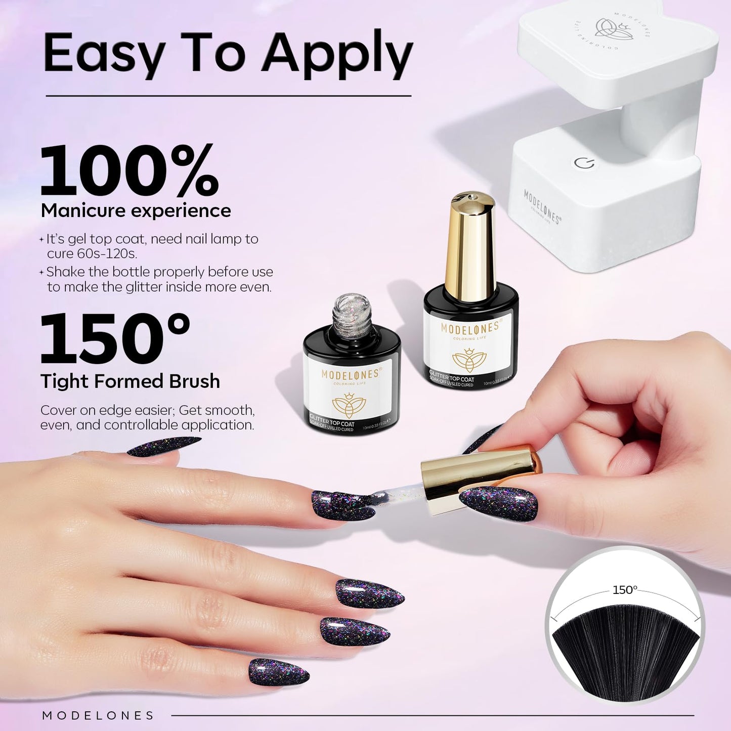 modelones Builder Nail Gel with Gel Top Coat, 3Pcs Clear Builder Nail Kit for Thickening Apex Building Extension Rhinestone Gel Tips Glue, U/V LED Lamp Cured for Home DIY Salon Girls