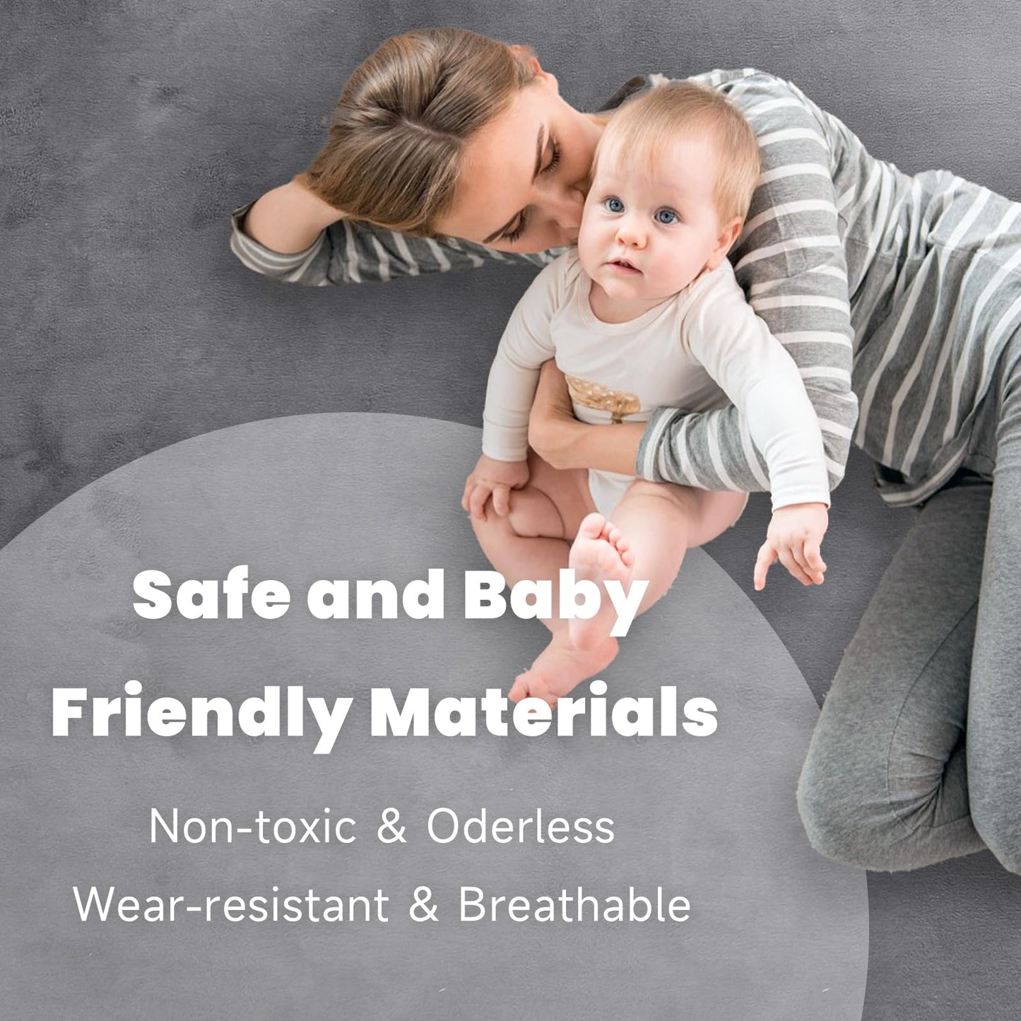 ACOMOPACK 1.3" Thick Baby Play Mat for Floor,50x50 Elasti-Foam Playpen Mat for Kids,Infants,Toddlers, Ultra Soft Crawling Mat with Non-Slip Bottom,Tummy Time,Nursery Rug,Yoga,Tatami（Dark Grey）