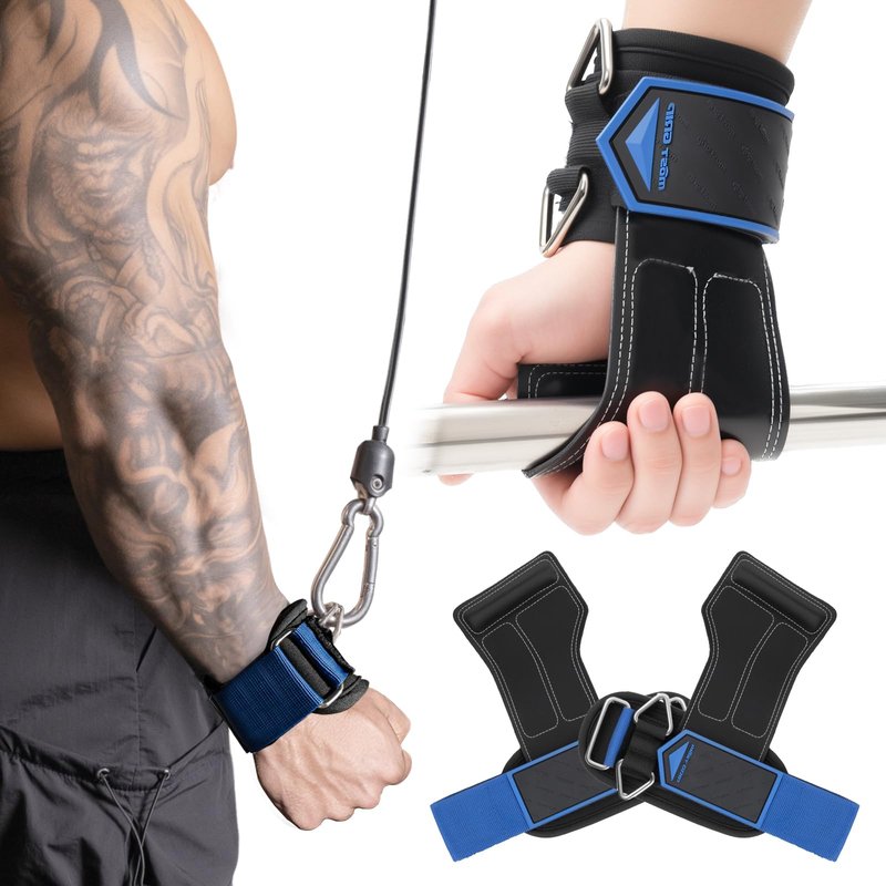 MOST GRIP Non-Slip Gym Wrist Sraps for Weightlifting, Double Rubber Weight Lifting Straps with D Rings for Cable Machine Workout, Wrist Wraps with Cushion Wrist Loop for Men Women Deadlift