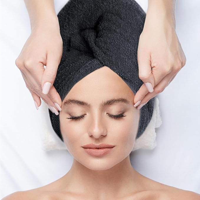 Black Salon Towels, Super Soft and Absorbent Microfiber Hair Towel