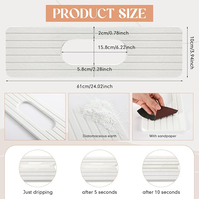 Faucet Mat Sink Splash Guard Oval and Round Splash Tap Pad Diatomite Stone