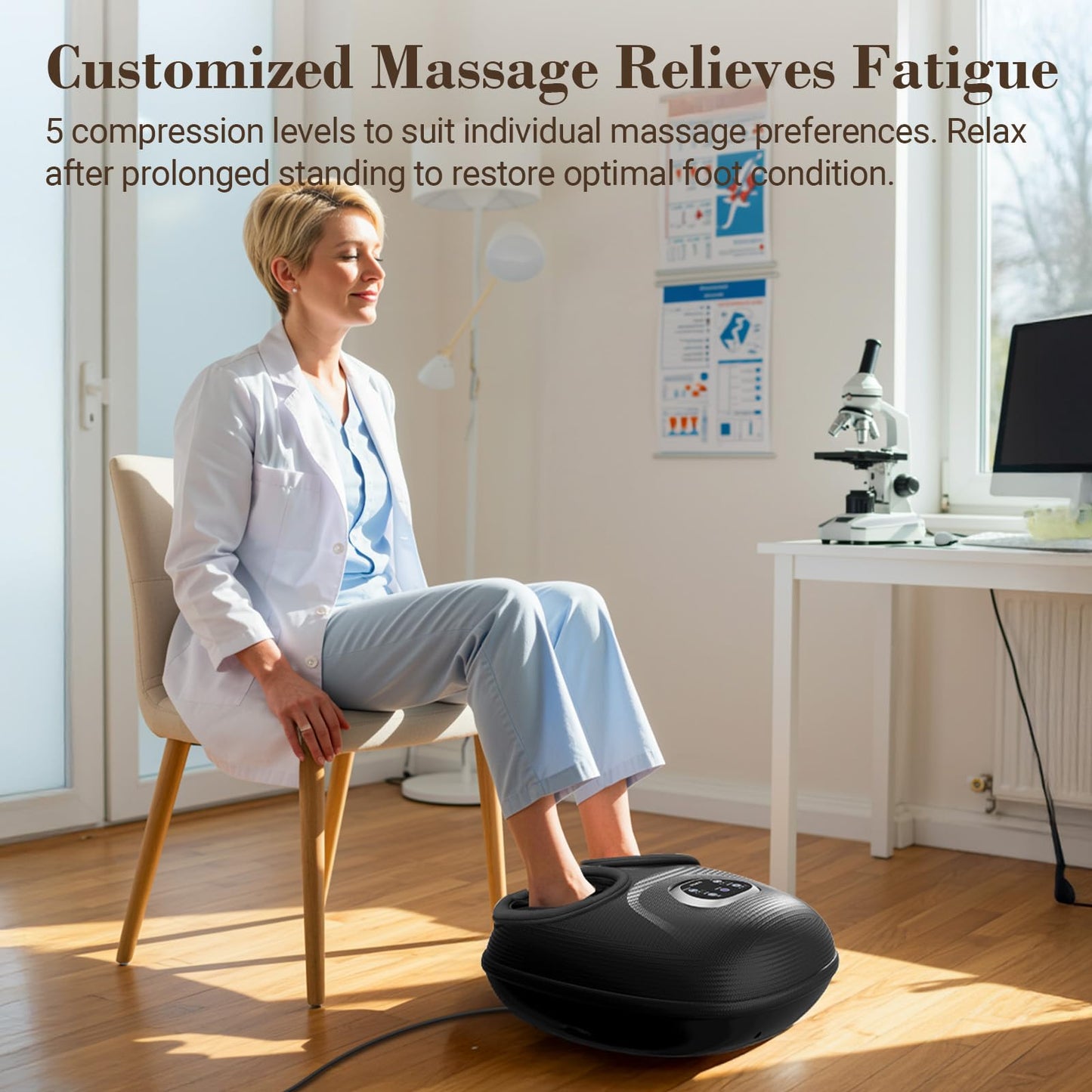 Foot Massager FSA Eligible HSA, Feet Massager with Heat for Plantar Fasciitis Relief, 5 Levels Compression & Vibration Massage for Neuropathy, Christmas Gifts for Women Men, Fits Up to 13"