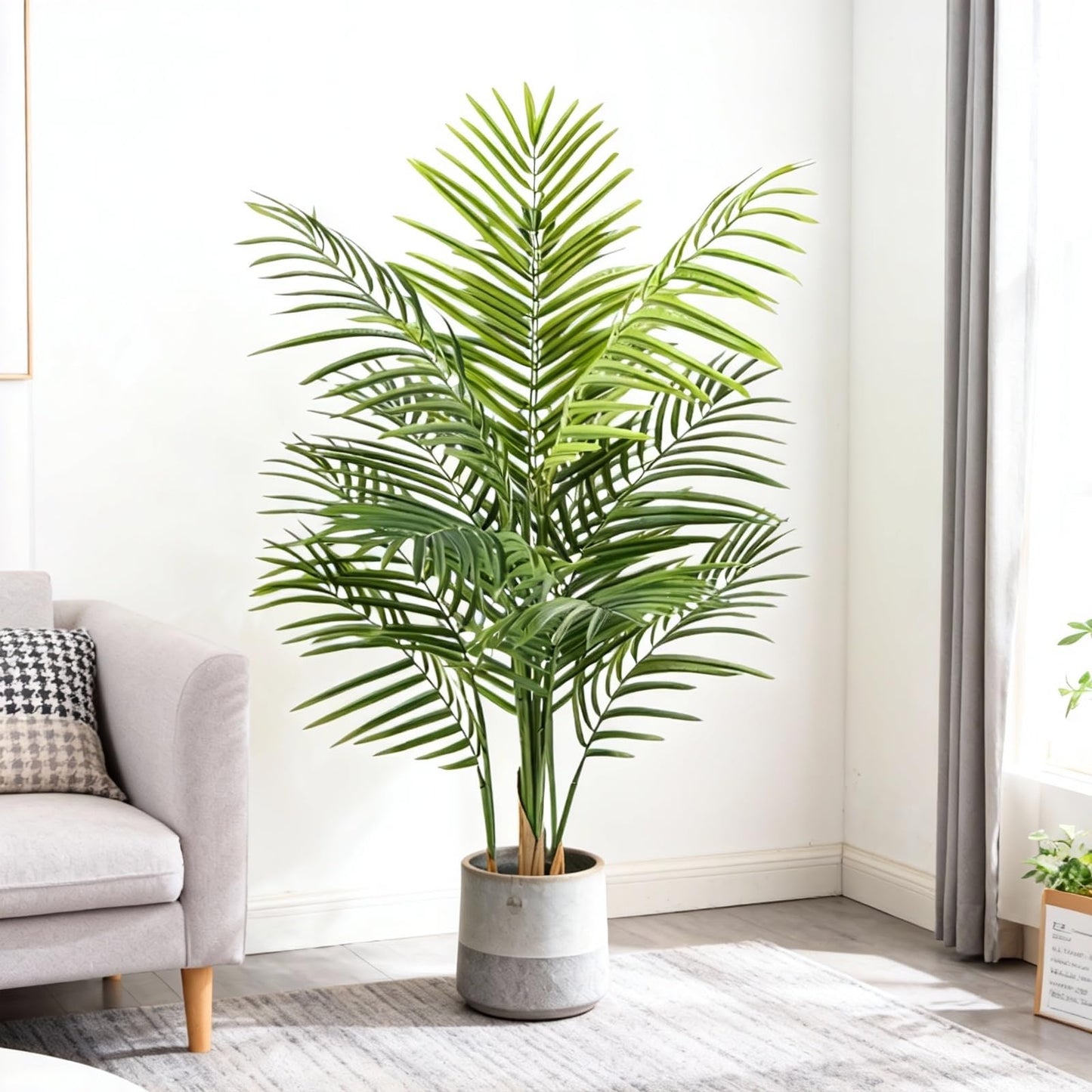 AzureLeap Artificial Palm Tree Indoor 4ft, Large Fake Tropical Areca Palm Tree with 13 Trunks, Faux Dypsis Lutescens Floor Plant in Pot for Indoor Outdoor Home Office Decor & Housewarming Gift