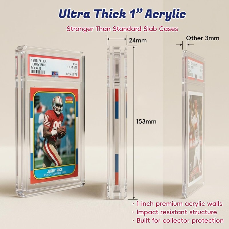 PSA Slab Display Case – 1inch Thick Acrylic Graded Card Display Case with Magnetic Lid, Clear Slab Protector Compatible with PSA & CGC, Card Slab Case for Graded Cards