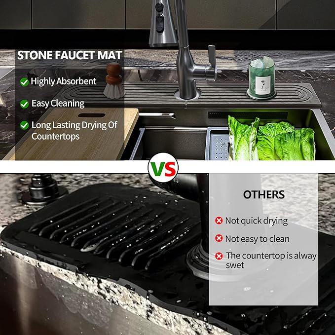 Faucet Mat For Kitchen Sink, Sink Stone Quick Dry Around Faucet, Super Absorbent