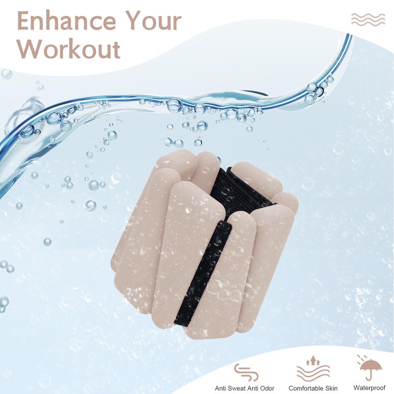 Wrist Weights for Women, Adjustable Ankle Weights Silicone Bracelet Weights Arm Leg Weights for Women Men Ankle Weights for Yoga Running Swimming Pilates Gym, 1 Pair (1 lb Each) (Beige)