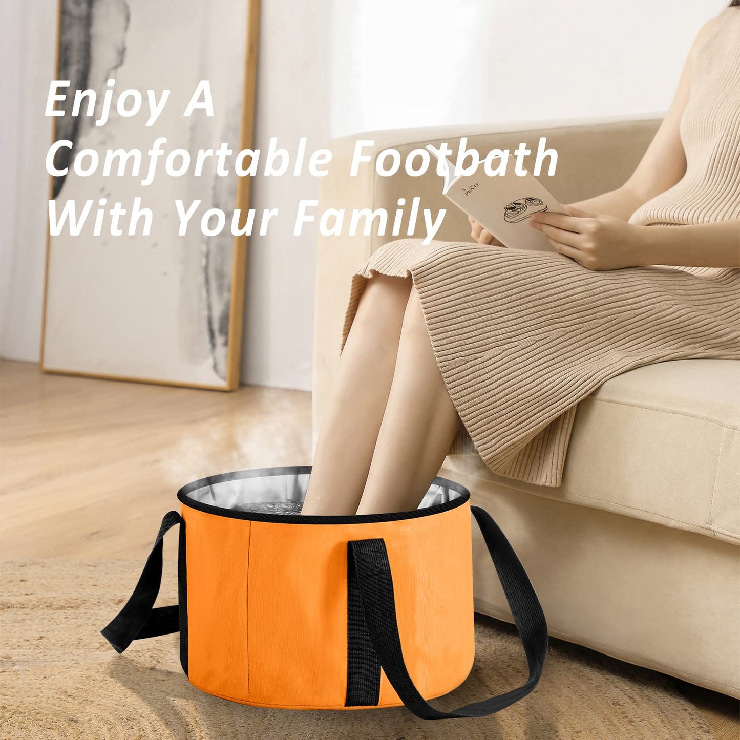 Foot Bath Basin 20L Collapsible Bucket, Portable Foot Soak Tub Feet Soaking Bucket for Outdoor Travel, Camping, Fishing(Black)