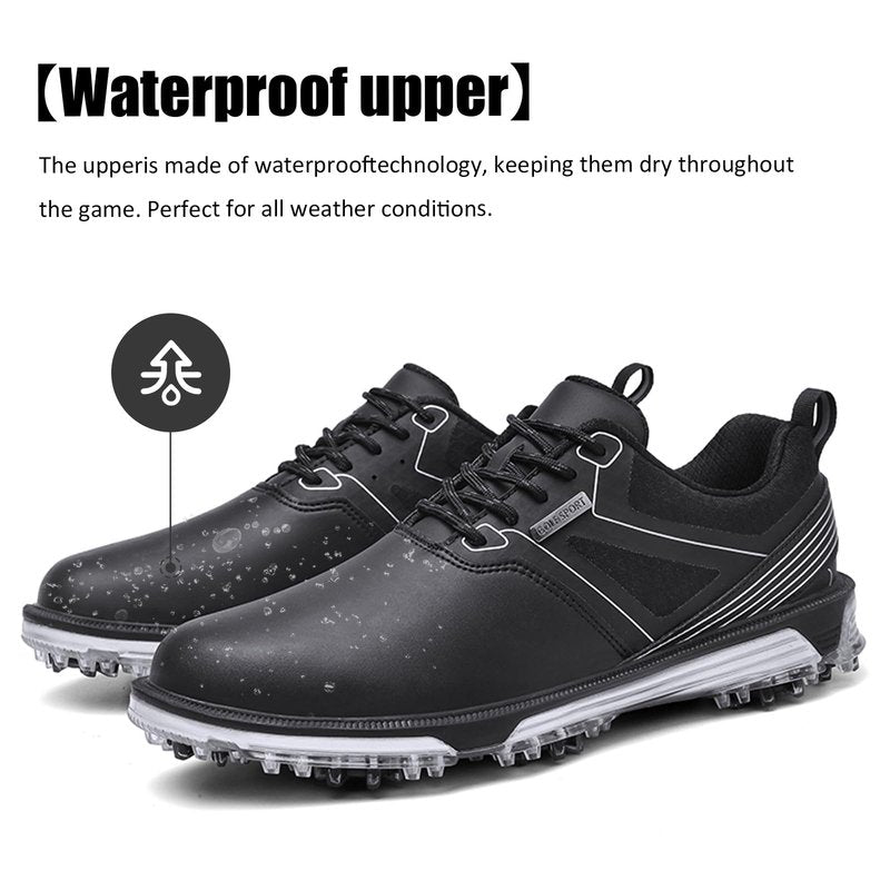 ULTIANT Men's Golf Shoes Fixed Nailless Sole Waterproof Lightweight No-Slip Walking Shoes Size7.5-14(Black,46)