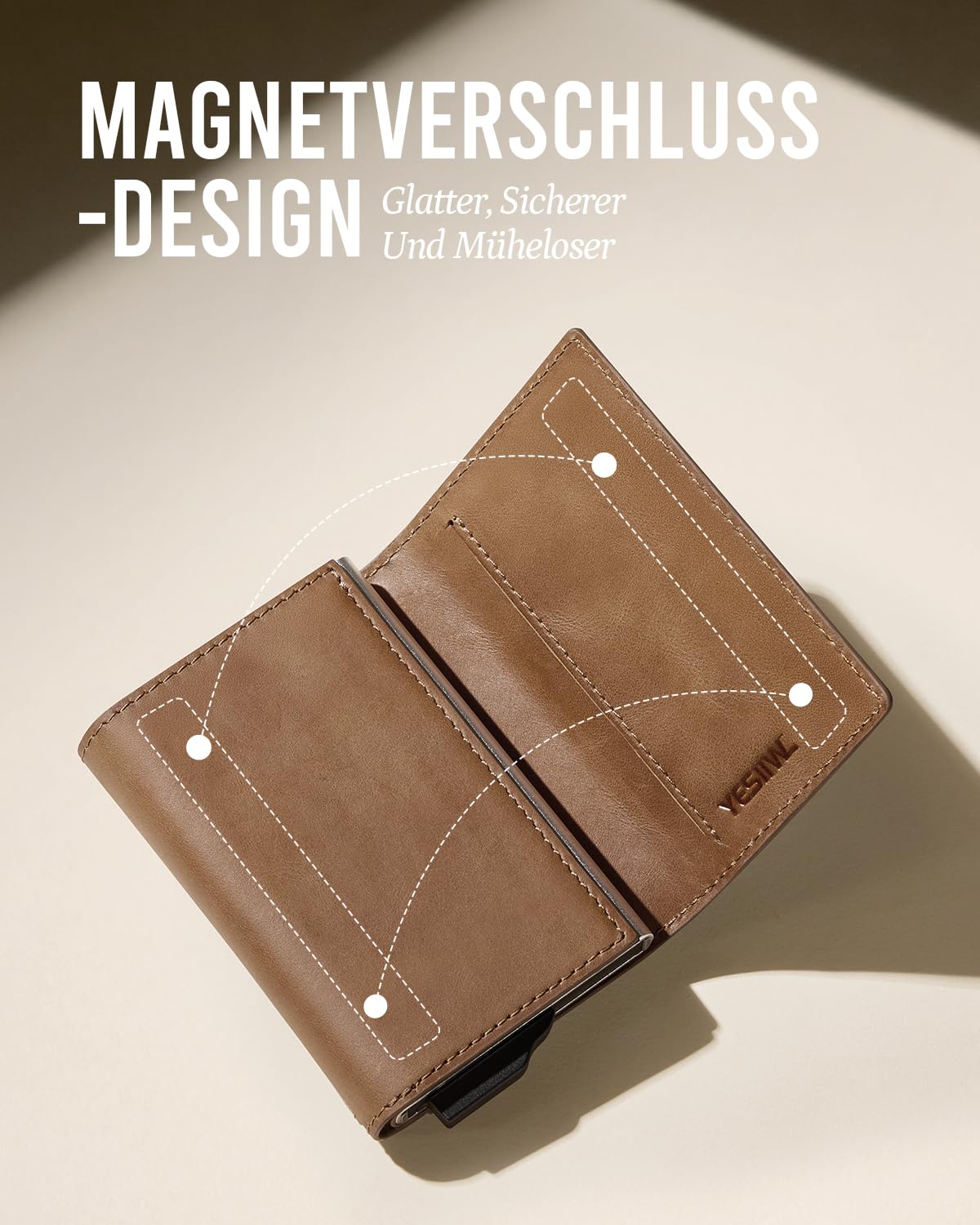 YESIIW Smart Wallet for Men with Premium Genuine Leather - Pop up Card Holder Mens Wallet for 8-10 Card Capacity | ID Window | Cash Slot | Coin Pocket | RFID Blocking - Slim, Thin (Brown)