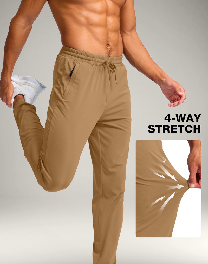 Pudolla Extra Long Sweatpants for Men with Zipper Pockets Men Tall Sweatpants for Athletic,Workout,Running（Dark_Khaki 36-L