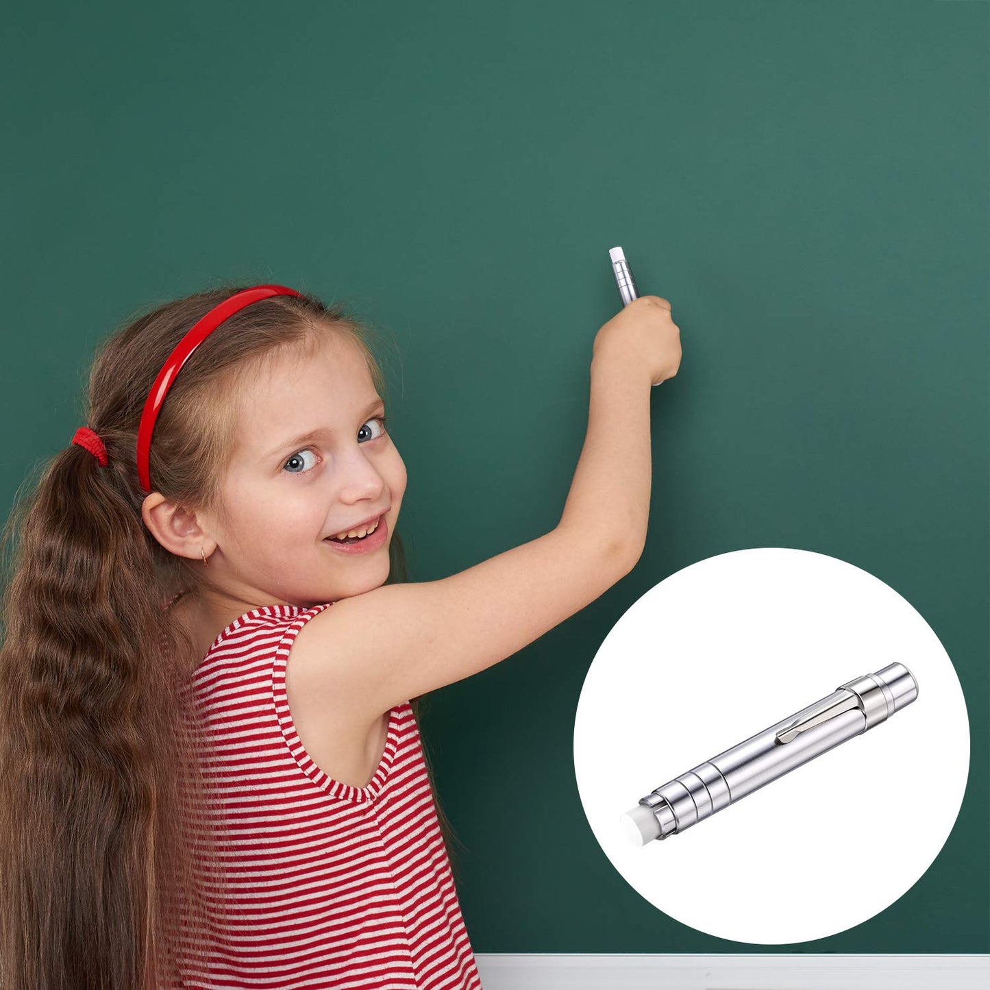 Boao 8 Pcs Aluminum Alloy Chalk Holder with Storage Bag, Teacher's Clip Unbroken Chalk Holder Keeper for Teachers, Children's Painting and Writing