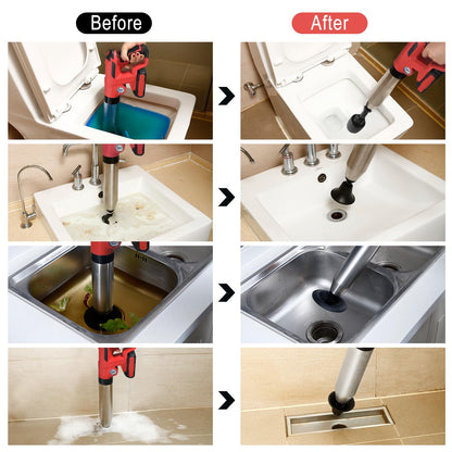 Electric Toilet Plunger，Drain Clog Remover Tools,High Pressure Air Toilet Plungers Heavy Duty Plunger For Toilet,Bathroom,Floor Drain,Sewer,Pipe，RED