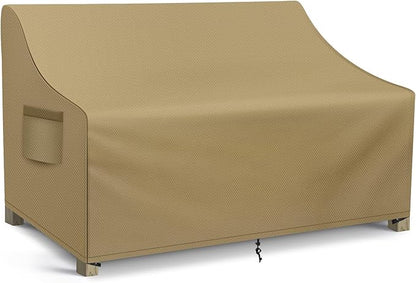 WLEAFJ Patio Sofa Cover Waterproof, 2-Seater Patio Loveseat Cover, Heavy Duty Outdoor Couch Cover, Outdoor Furniture Covers with Air Vent, 60’’ W x 34’’ D x 30’’ H, Khaki