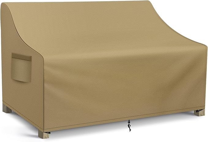 WLEAFJ Patio Sofa Cover Waterproof, 3-Seater Outdoor Sofa, Heavy Duty Deep Lounge Loveseat, Large Lawn Furniture with Air Vent, 79’’ W x 37’’ D x 35’’ H, Khaki