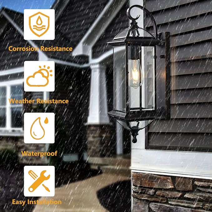 Milaii Copper Outdoor Wall Lights 20" H Exterior Light Fixture Oil Rubbed Bronze Anti-Rust Wall Lantern Fixture Waterproof Wall Mount Porch Light for Garage Patio Doorway E26 Base Socket