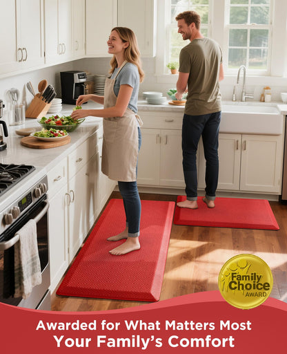 Ophanie Kitchen Mats for Floor, 3/4 Inch Thick Kitchen Rugs, 20''x32'' Anti Fatigue Standing Cushioned Mat, Waterproof,Comfort Ergonomic Mat for Office, Home, Sink, Red Non-Slip Bottom