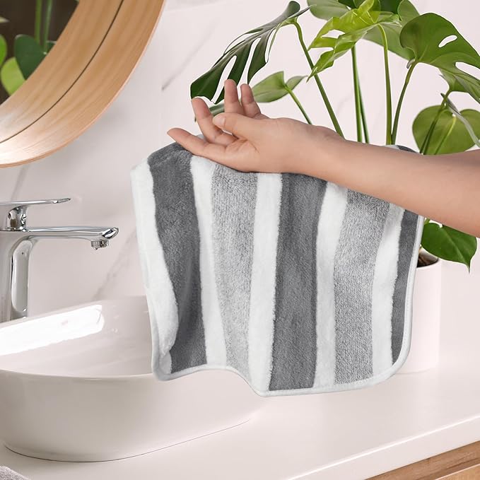 KinHwa Microfiber Hand Towels for Bathroom Soft and Absorbent Face Towels Grey