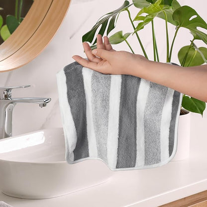 KinHwa Microfiber Hand Towels for Bathroom Soft and Absorbent Face Towels Grey