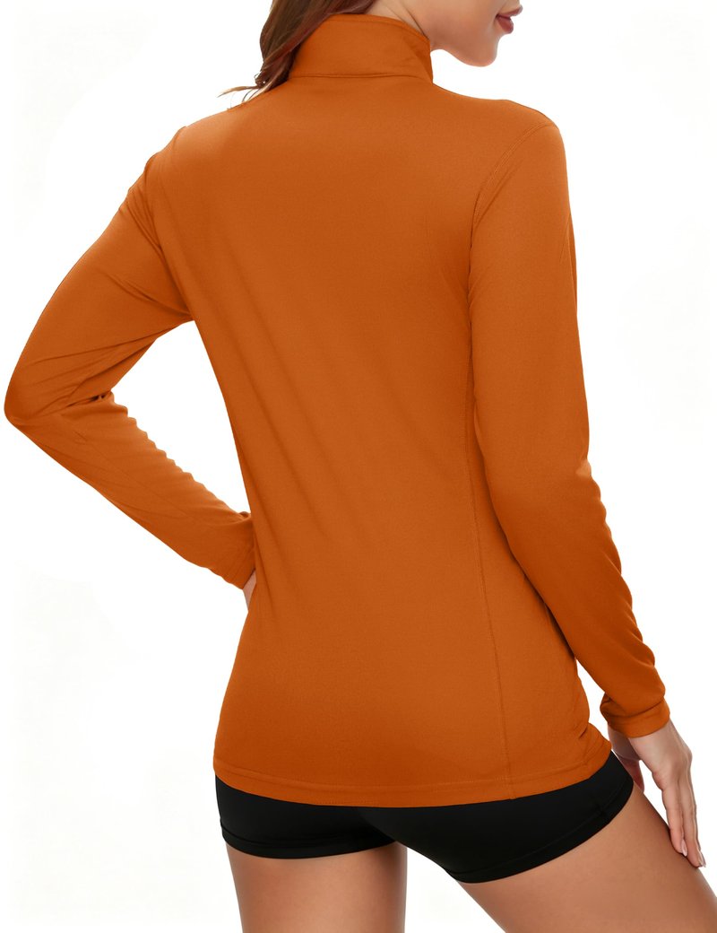 MAGCOMSEN Shirts for Women 1/2 Zip Pullover Sun Shirts for Women Long Sleeve Uv Protection Quick Dry Hiking Tops Dark Orange,M