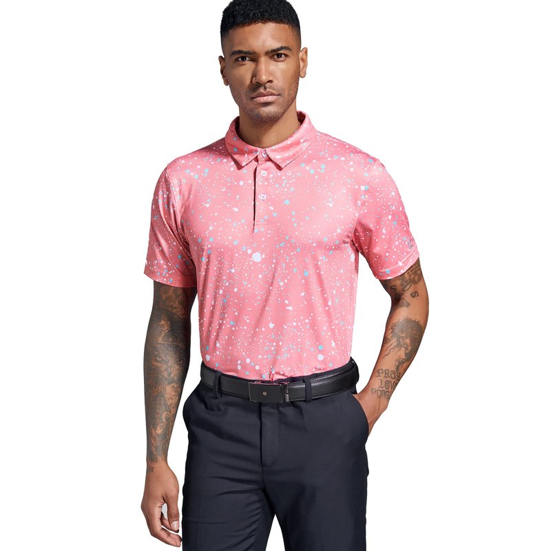Ephemoca Men's Performance Dry Fit Golf Shirt, Quick-Dry Short Sleeve Polo, Moisture Wicking Red L
