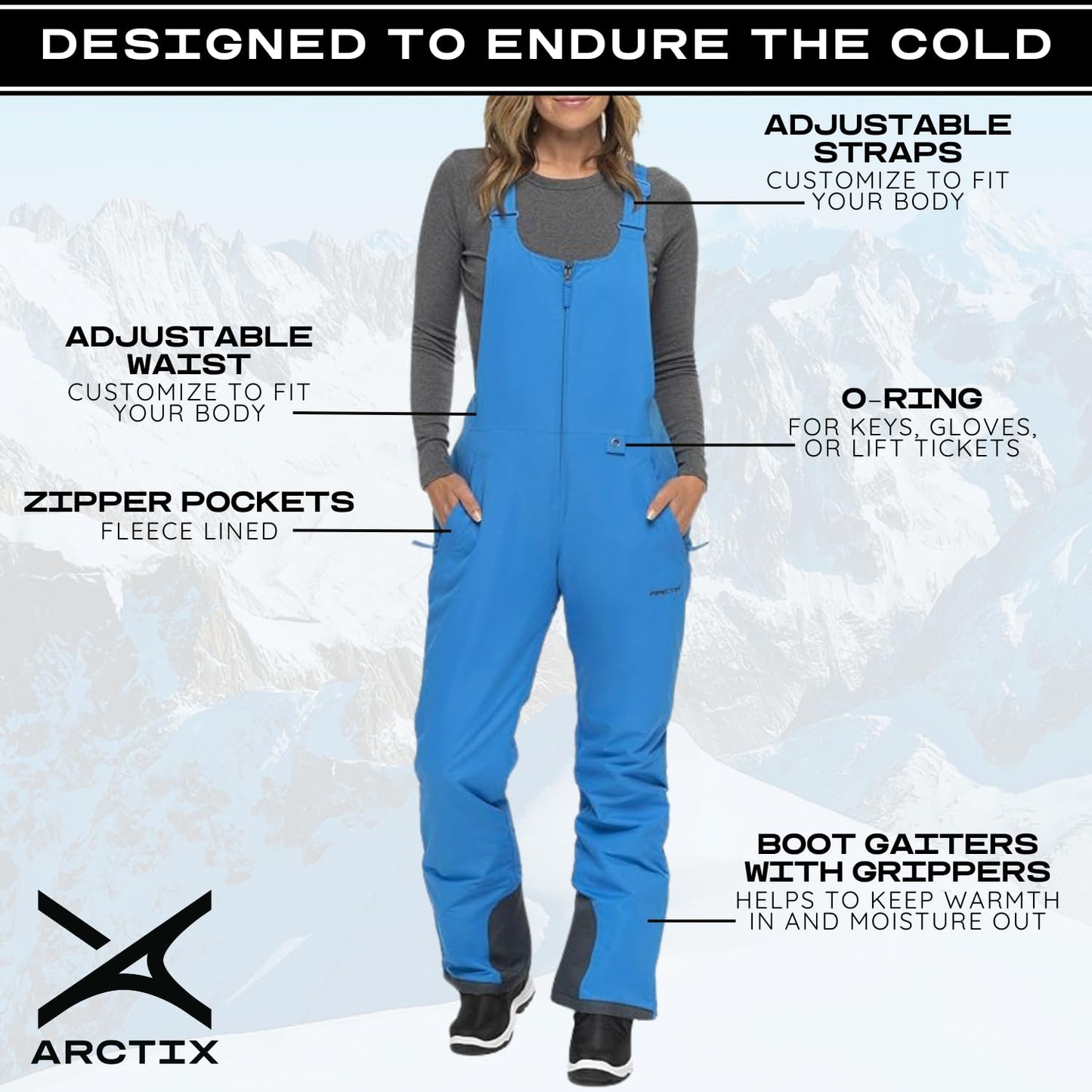 Arctix Women's Essential Insulated Bib Overalls, Marina Blue, Small Short