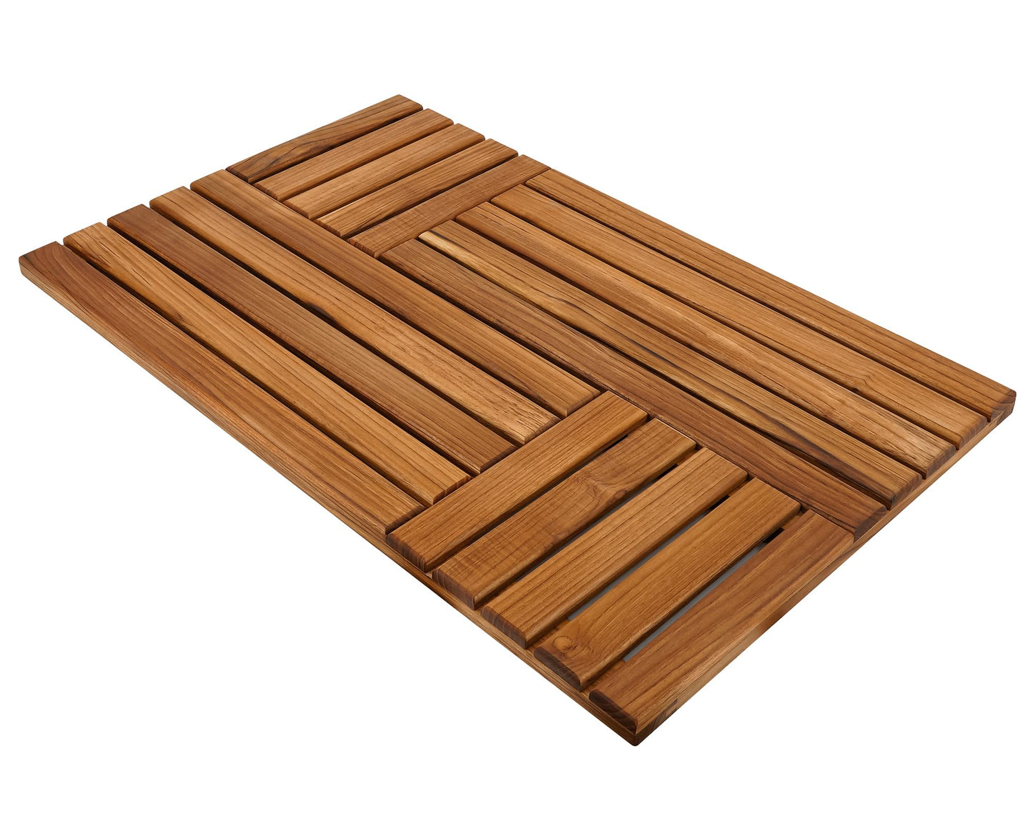 Utoplike Teak Wood Bath Mat, 32 x 20 inch Large Wooden Shower Mat for Bathroom, Non Slip Wood Floor Sturdy Mat for Inside Shower Luxury Spa Home or Outdoor
