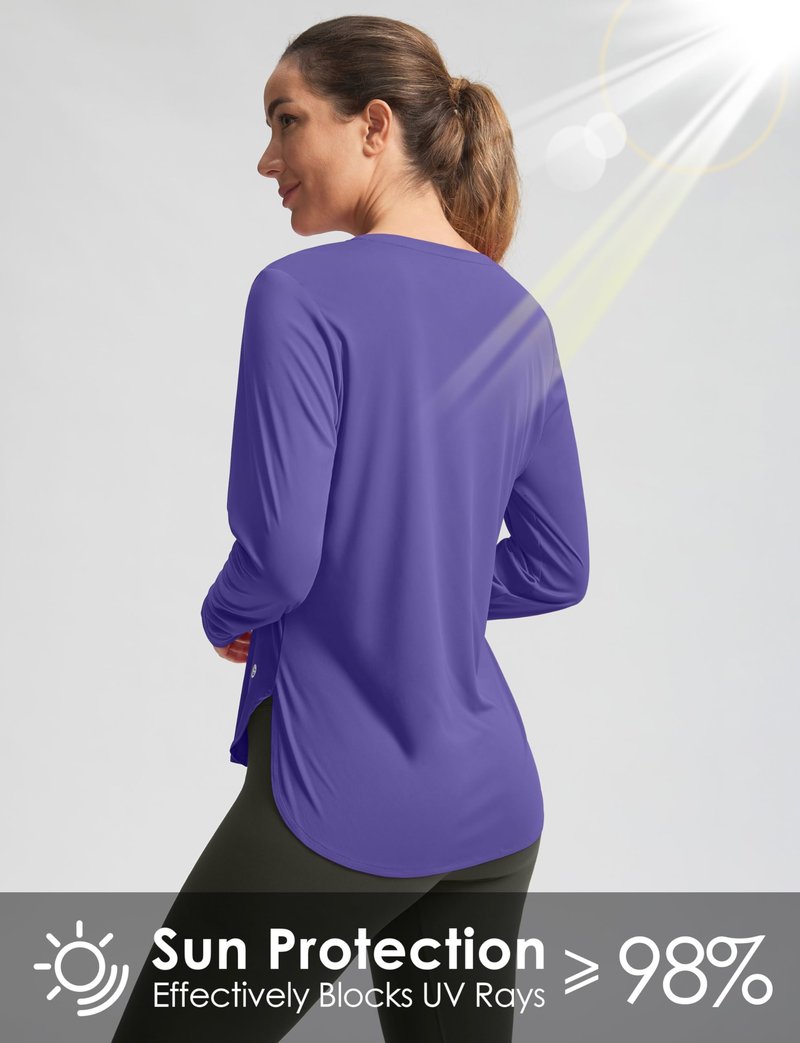 Women's Sun Shirts UPF 50+ Long Sleeve UV Protection Shirt Lightweight Quick Dry Workout Hiking Tops for Women(Vintage Purple,L)