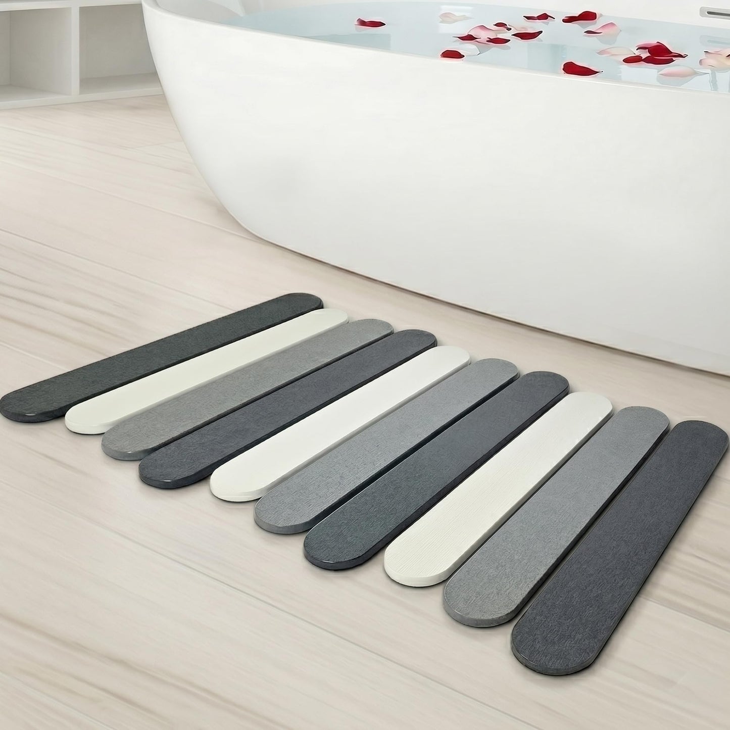 CosyVine Foldable Stone Bath Mats for Bathroom, Super Absorbent Diatomaceous Earth Bath Mats, Quick Drying Non Slip Mat, 23.6 x 15.5 Inch Folding Grey Bath Stone Mat, Easy Storage and Compact.