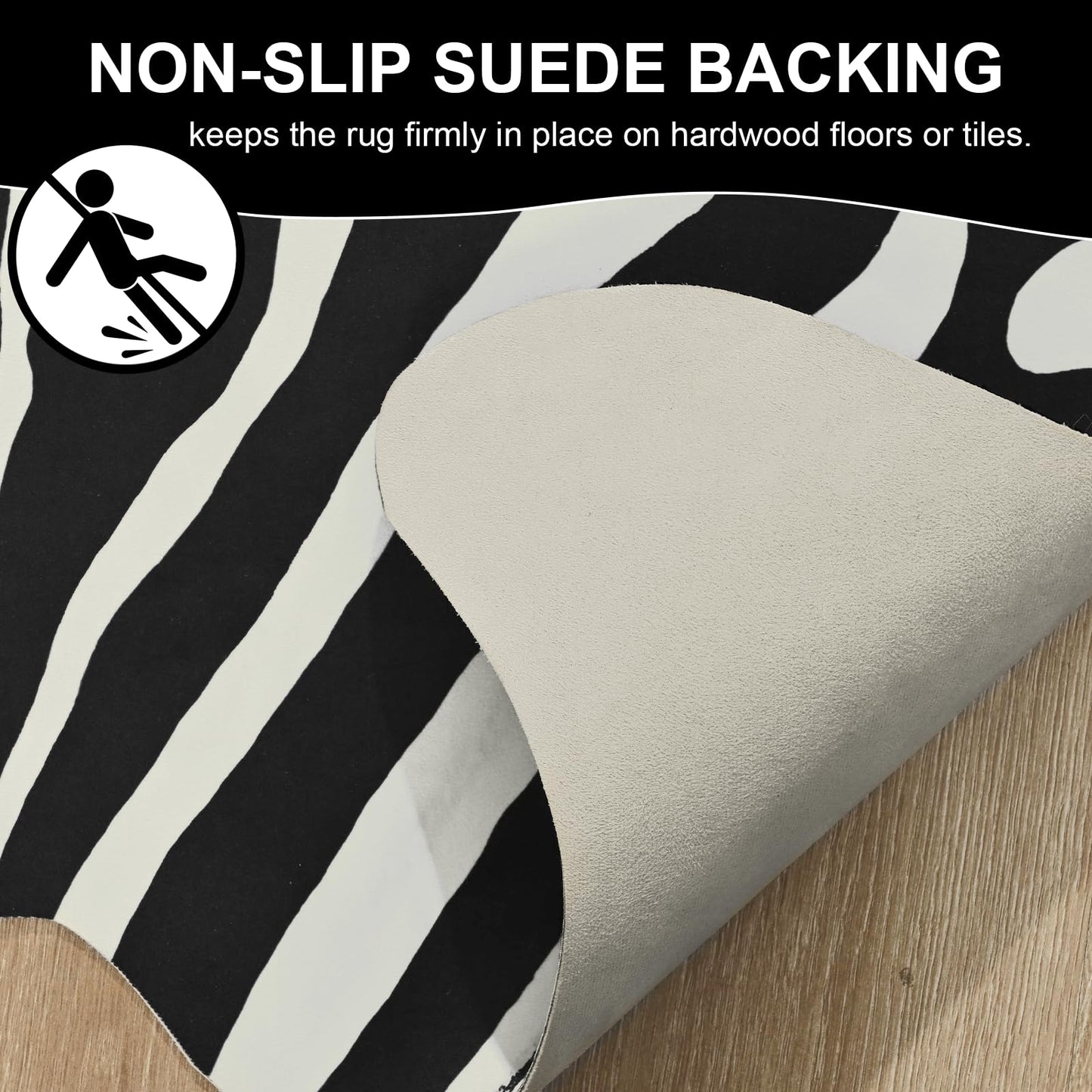BENRON Premium Zebra Rugs for Living Room Bedroom, Non-Slip Throw Rug for Home Decor, Faux Zebra Print Animal Skin Carpets, Black and White, Ivory, 2.3 x 3.6 ft