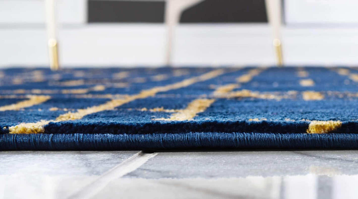 Unique Loom Marilyn Monroe Glam Collection Area Rug - Deco (4'x 6' Rectangle, Navy Blue Gold/ Gold)