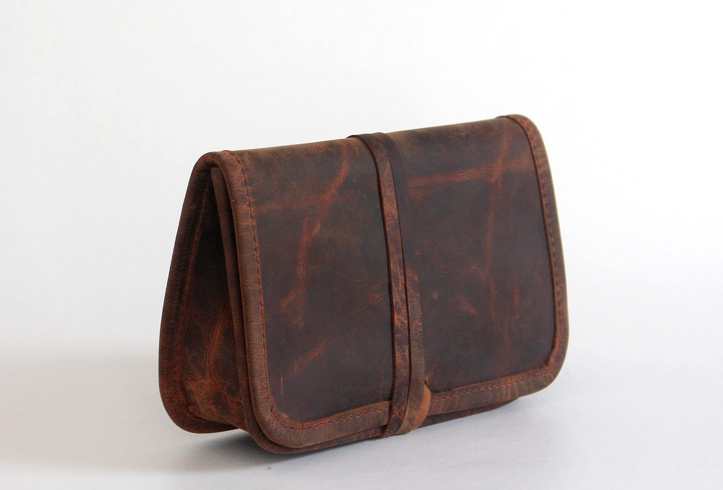 JYOS Leather Carry Case Wrap – Handmade Stationery, Make-Up, or Medicine Pouch with Strap Closure – Compact Fair Trade Accessory (7 x 4 x 1.5 in)