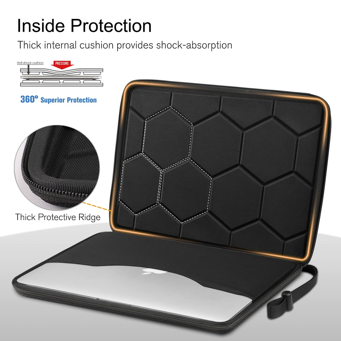 FINPAC Hard Laptop Sleeve Case for 15.3 inch MacBook Air M5/M4/M3/M2 (2026-2023) A3448 A3241 A3114, 16.2 inch MacBook Pro M5/M4/M3/M2 Pro/Max (2026-2021), Waterproof Case for Surface Laptop, Black