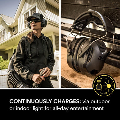 3M WorkTunes Connect + Solar Wireless Hearing Protector with Bluetooth Technology, Bluetooth Hearing Protection with a 26 dB Noise Reduction Rating
