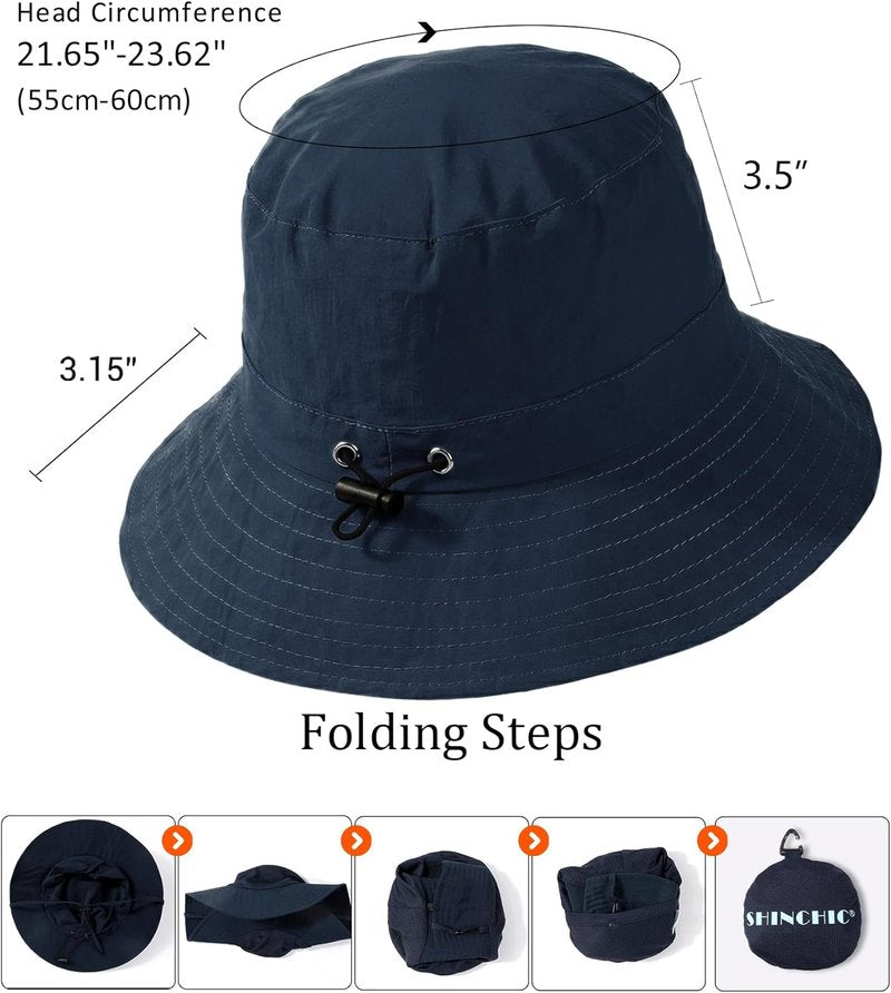 Water-Resistant UPF 50+ Bucket Hat - Packable Brimmed Boonie for Summer Hiking | Lightweight Outdoor Cap