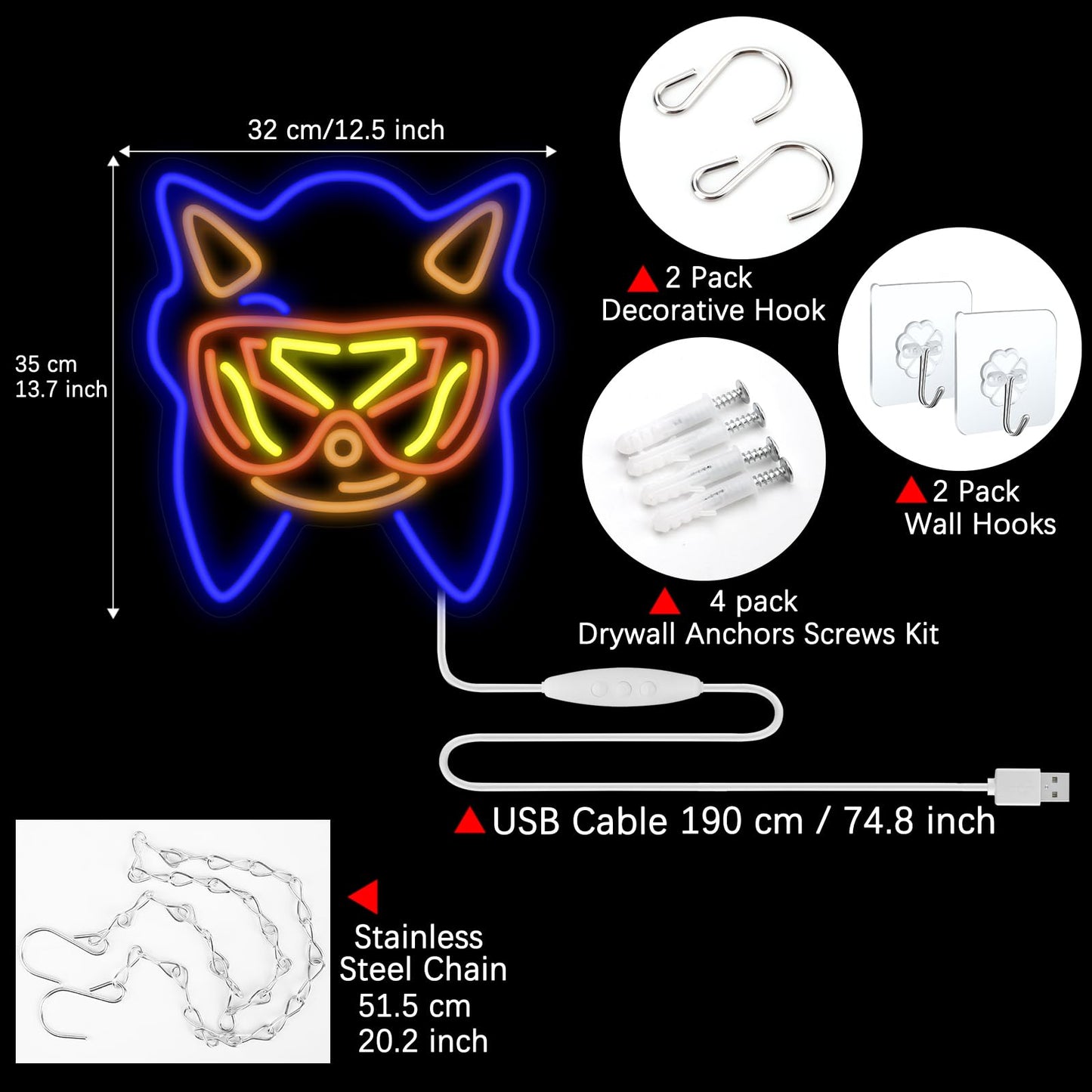 Babymiu Blue Cute Animal Led Lamp Neon Sign Room Decor. Cartoon Christmas Gifts Merch Party Supplies for Sign Wall Art Decoration Acrylic USB Powered Unique Night Light Living Kids Room Shop Bar
